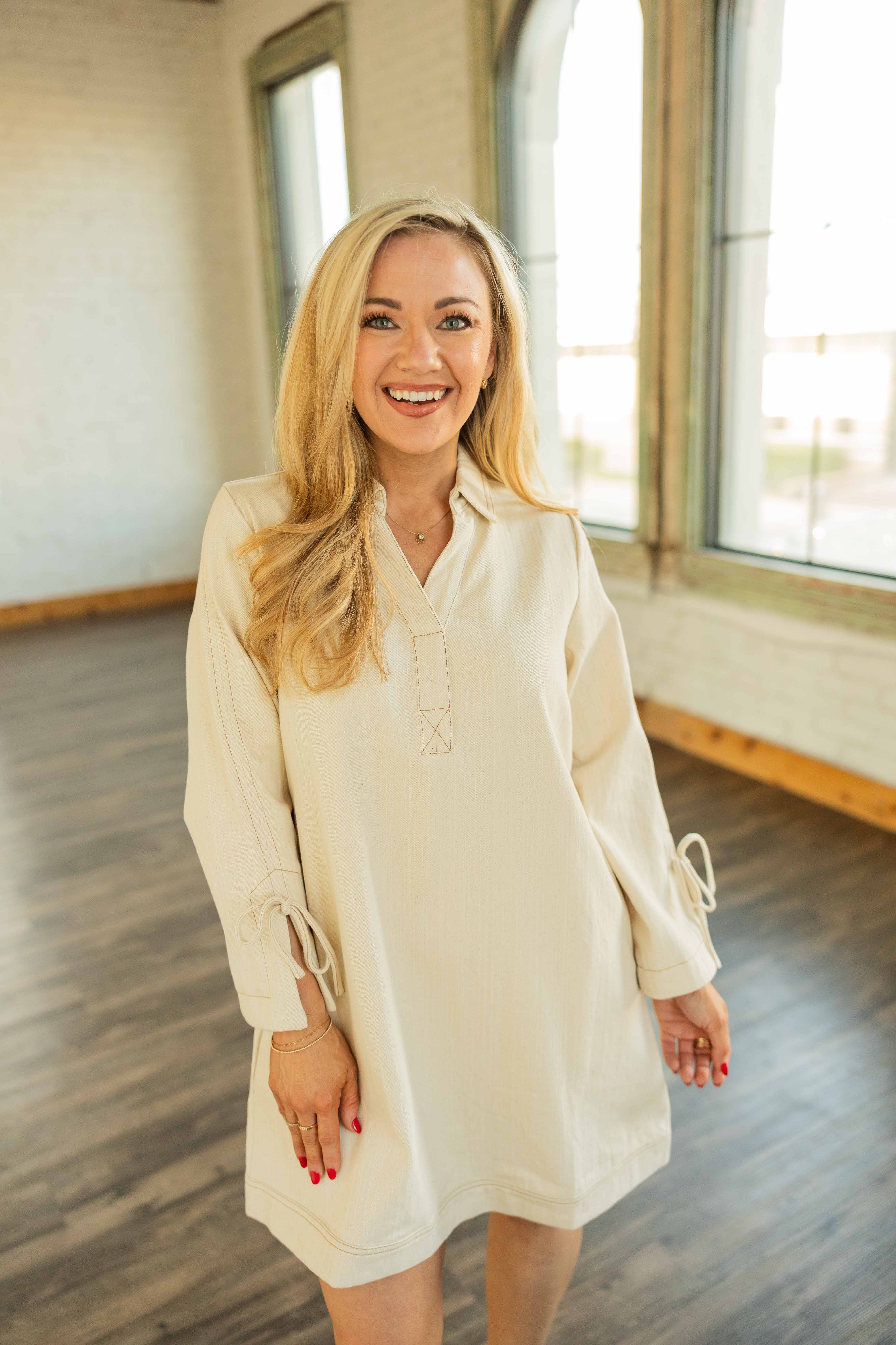 HARLOW CREAM DENIM MINI DRESS Ruby and Yaya HARLOW CREAM DENIM MINI DRESS Ruby and Yaya