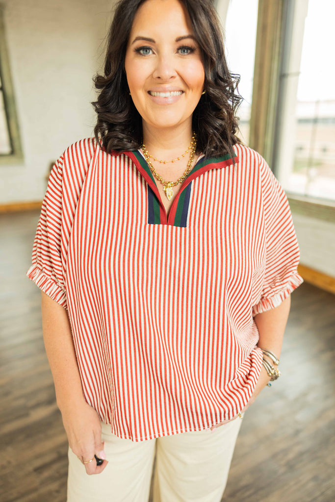 plus size striped dolman top, oversized dolman sleeve blouse, lightweight plus size top, Antonella striped shirt, relaxed fit printed blouse for women, casual chic plus top